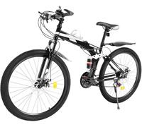 Kcolic Bicicleta Montaña Plegable 21 Velocidades, para Adultos, 26 Pulgadas, con Cuadro Acero Alto Carbono, Freno Disco Doble, Altura Ajustable 26in
