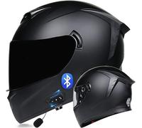 Kcolic Casco De Motocicleta con Bluetooth,Abatible hacia Arriba,Cara Completa,con Micrófono,Aprobado por Dot,Diseño ala Trasera,Reducción De Ruido con Visera Doble Antivaho para Adultos B,XL=61~62CM