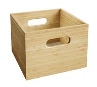 KD Essentials - Caja de bambú, apilable - tamaño mediano (práctica, elegante caja de bambú de uso universal para la oficina, salón y cocina, madera sostenible certificada, color natural)