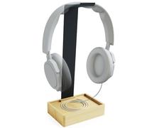 KD Essentials - Soporte para Auriculares, sin plástico, Hecho de Metal/bambú - Soporte práctico Que Protege los Auriculares y Mantiene el Escritorio más ordenado