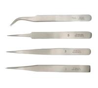 KD89 - Juego de 4 pinzas de precisión n.º 1 - N°3 - N°5 - N°7 - Pinzas de precisión de acero inoxidable anti-magnético