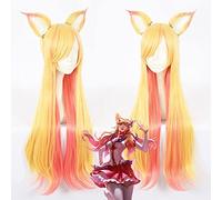 Kda K / Da Ahri Cosplay Peluca 75Cm Con Orejas Kda Pelo Sintético Resistente Al Calor Perucas Cosplay Star Guardian La Peluca De Zorro De Nueve Colas