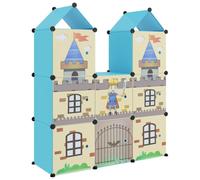 KDACVBMG - Armario de almacenamiento para niños, 8 armarios, color azul | Modular, marco de acero estable, diseño de dibujos animados, fácil montaje, 10 kg por cubo