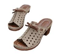 KDAKSA 2025 New Graddi Archrelief Sandals,Fashionable Comfortable Orthopedic Platform Chunky Heels Sandal,Sandals with ArchSupport (Khaki,36)