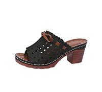 KDAKSA 2025 New Graddi Archrelief Sandals,Fashionable Comfortable Orthopedic Platform Chunky Heels Sandal,Sandals with ArchSupport (Black,36)