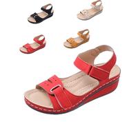 KDAKSA Soft & Stylish Wedge Sandals，2025 Stylish Wedge Sandal,Casual Open Toe Wide Width Orthopedic Arch Support Sandal (Red,37)