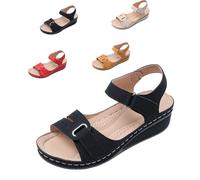 KDAKSA Soft & Stylish Wedge Sandals，2025 Stylish Wedge Sandal,Casual Open Toe Wide Width Orthopedic Arch Support Sandal (Black,37)