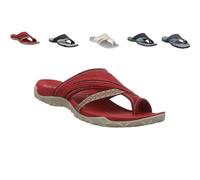 KDAKSA Women's Comfy Orthopedic Platform Sandals with Arch Support Flops,Supportive Toe-Clipped Platform Sandals (Red,37)