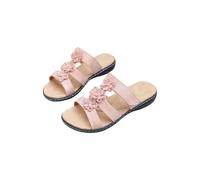 KDAKSA Women's Floral-Embellished Slip on Sandals,Comfortable Arch Support & Low Wedges Sandals,Arch Support Sandal (Pink,40)
