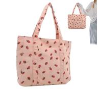 KDAMGOQE Bolsa de tota de fresa 12x13x4 '' lienzo bolso de fresa bolso elegante bolso de hombro bolso estético para mujeres bolsas de mano estética de regalos para niñas