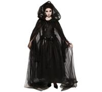 KDAMGOQE Disfraz de brujas para mujeres 1 set Renaissance Vintage bordado bordado ghost bride disfraz espeluznante fantasma negro para halloween, cosplay, mansión embrujada, xl
