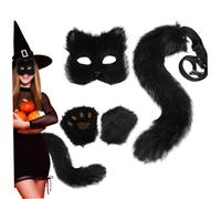KDAMGOQE Orejas de lobo y cola, máscara de y cola con patas de realista disfraz de gato peludo decorativo para mujeres para mujeres.