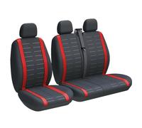 Kdbcet Fundas Protectoras para Asientos Furgoneta para Fiat para Ducato, para Un Solo Conductor Y Dos Pasajeros, 2+1 Funda De Asiento(3-Seater Red)