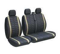 Kdbcet Fundas Protectoras para Asientos Furgoneta para Fiat para Ducato, para Un Solo Conductor Y Dos Pasajeros, 2+1 Funda De Asiento(3-Seater Beige)