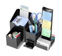 KDD 7 en 1 Juego de Organizador Escritorio Con Cajones-Organizador Escritorio con Caja Almacenaje, Colgador de Auriculares, Portalápices, 2 Cajones del Compartimento, para Notas Adhesivas, Tarjetero
