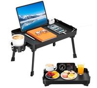 KDD Bandeja para Cama,Mesita Desayuno con Patas Plegables,con Portavasos Extraíble y Soporte para Tableta y Teléfono, Mesa Plegable Cama Ordenador Portátil para Trabajar, Refrigerios,Servir,Libros
