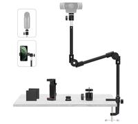 KDD Soporte Camara Escritorio con 55,1cm Brazo Magico 1/4" 5/8" Tornillo | Soporte Webcam con Soporte Móvil, Tripode Webcam para Logitech C922 C930e C920 C925e C960 Brio 4K DSLR GoPro Hero Micrófono