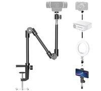 KDD Soporte Camara Escritorio con Soporte Teléfono & 1/4" Tornillo, Soporte Webcam con 22" Flexible Brazo Magico, Tripode Webcam para Logitech C922 C930e C920S C920 C615 C960 Brio 4K Gopro Proyector