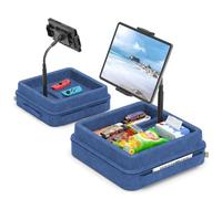 KDD Soporte de Almohada para Tablet de Cuello de Cisne - Soporte iPad Ajustable 360° para Cama Mesa - Soporte de Tableta con Almacenamiento & Bolsillo para iPad Pro 12.9 Air Mini Teléfonos - Azul