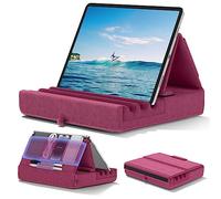 KDD Soporte de Almohada para Tablet,Soporte iPad Plegable para Cama,Regazo,Cojín para Tablet con Bolsillo y Soporte para Lápiz, para iPad Pro 12.9 10.5 9.7 Air Mini 6 5 4 3 E-Reader (Morado)