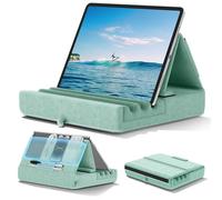 KDD Soporte de Almohada para Tablet,Soporte iPad Plegable para Cama,Regazo,Cojín para Tablet con Bolsillo y Soporte para Lápiz, para iPad Pro 12.9 10.5 9.7 Air Mini 6 5 4 3 E-Reader(Verde)
