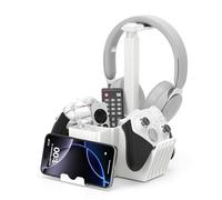 KDD Soporte Mandos con Gaming Soporte Auriculares, Universal Porta Auriculares Mesa, Multifuncional para Pluma de Control Remoto Xbox One PS5 PS4 Accesorios para PC Juegos, Blanco