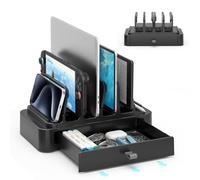 KDD Soporte para portátil con cajón, soporte de plástico para laptop con doble ranura con diseño 7 en 1 que ahorra espacio, soporte ajustable para computadora portátil, compatible con MacBook