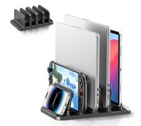 KDD Soporte Portatil Vertical con 4 Ranuras Bloqueo Gravedad, Ajustable Soporte Portatil Mesa & Soporte Ordenador Portátil 6 en 1 Ahorra Espacio para MacBook/Surface/Samsung/HP/DELL/iPad/Switch/Movil