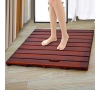 KDDEON Alfombrilla de Ducha de Madera con Aceite de Cera,Alfombrilla de Baño Ntideslizante,Tarima de Ducha Rectangular,Tarima para Ducha Impermeables,Alfombra de SPA,Color Nogal (90x75cm/35x30in)