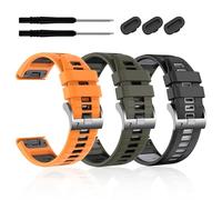 KDEGK 26MM Fenix 7X 6X Pro 5X Plus Quickfit Correa de Silicona Suave Correa de Silicona Para Garmin Enduro 2/Descent MK2i /MK3i 51mm/Tactix 7Pro/Epix Pro 51mm Correa de muñeca, Negro Negro, 3Pack1