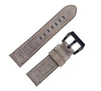 KDEGK Accesorios de correa de reloj hechos a mano, correa de reloj Retro Vintage de cuero de Caballo Loco genuino de 24mm para correa Panerai, hebilla Tang(Red Black,22mm)