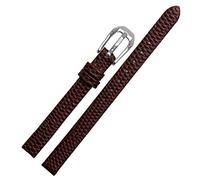 KDEGK Banda de reloj de cuero de vaca impresa en lagarto para un reemplazo de damas Mira la correa blanca roja ultra delgada 6 8 10 12 14 16 mm Entrega gratuita(Brown silver buckle,8mm)