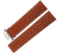 KDEGK Banda de reloj de cuero genuina para ETIQUETA Heuer Strap Store Plegado Plegado de 20 mm de 22 mm de bandas de cuero de vaca(Red brown-silver,20mm)