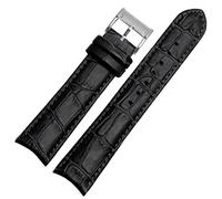 KDEGK Banda de reloj de cuero genuina para la pulsera Ciudadana Seiko Curva Curve Fin de cuero negro Corias de color marrón azul(Black silver)