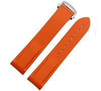 KDEGK Banda de reloj de silicona impermeable para Omega Comas Strap Meidus Rudder Raver Correa 22 mm(Orange-silver,22mm)
