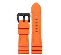KDEGK Banda de reloj de silicona para PAM111 PAM0061 PAM00682 pulsera de la pulsera Correa de vigilancia de 24 mm Cinturón de accesorios negros impermeables(Orange black clasp)