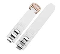 KDEGK Bandas de relojes de silicona para Cartier 21st Century Convex Watchband 20 * 10mm Los accesorios de la cadena de relojes impermeables son correas adecuadas(White rose gold)