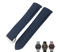 KDEGK Correa de reloj con hebilla plegable de goma de 20mm y 22mm, correas de reloj negras, azules y rojas para pulsera Tudor Black Bay para hombre(Dark blue,19mm)