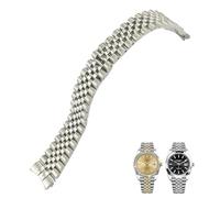 KDEGK Correa de reloj de acero inoxidable 316L, 20mm, apta para Rolex Datejust Oyster Perpetual de 36mm, correa de esfera de reloj, pulsera sólida plateada y dorada(Silver 2)