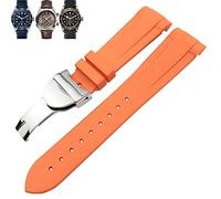 KDEGK Correa de reloj de caucho Natural, 20mm, 22mm, especial para Tudor Black Bay 1958, 39mm, 41mm, GMT Pelagos Pin/correa de goma con hebilla plegable(Orange Folding,22mm)