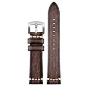 KDEGK Correa de reloj de cuero genuina hecha a mano 20/22/24 para Rolex Citizen Omega Mido Huawei GT Boba de reloj masculina Brown Blue Green Grey(Grey silver buckle,22mm)