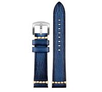 KDEGK Correa de reloj de cuero genuina hecha a mano 20/22/24 para Rolex Citizen Omega Mido Huawei GT Boba de reloj masculina Brown Blue Green Grey(Blue silver buckle,24mm)