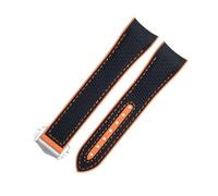 KDEGK Correa de reloj de goma completa con textura de nailon fluororubber FKM suave de 21 mm apta para correa Omega para esfera de 43,5 mm Seamaster 600 Hebilla plegable(Black Orange 6,21mm)