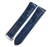 KDEGK Correa de reloj de goma compuesta de piel de vaca, tela de nailon, 22mm, 21mm, 20mm, apta para correa de reloj Omega Seamaster 300 Planet Ocean 600(Blu leather round,21mm)