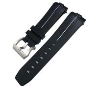 KDEGK Correa de reloj de goma Natural con extremo curvado de 24mm para Panerai LUMINOR sumergible PAM, correa de silicona resistente al agua con hebilla de mariposa(Blk-wht Tang)
