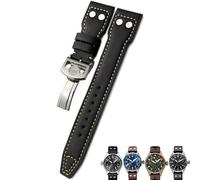 KDEGK Correa de reloj de piel de becerro con remaches de 20mm, 21mm y 22mm apta para reloj IWC Big PILOT IW5009 SPITFIRE IW3777 Le Petit Prince Mark(Black white 1,22mm)