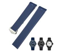 KDEGK Correa de reloj de silicona y caucho de 20mm y 22mm, para Tag Heuer CARRERA AQUARACER 300 WAY201A WAY211C, accesorios para relojes(Blue Silver Buckle,21mm)