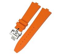 KDEGK Correa de reloj FKM Senior de goma con flúor para vacheron Constantin 4500V 5500V 7900, correa de reloj vc con boca convexa, accesorios de reloj de 7mm(Orange,Golden buckle)