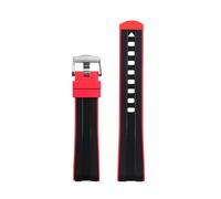 KDEGK Correa de repuesto para reloj de silicona y goma de 20mm para Omega Seamaster 300 AT150 Aqua Terra 8900, correa de reloj de la serie con hebilla de acero(Black Red 4)