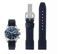 KDEGK Cuero de vaca de nailon de alta densidad para IWC Mark Pilot Prince Bertolo Portugal Correa de reloj con hebilla plegable 20 21 mm Pulsera para hombre Correa de reloj de cuero de cuero de vaca d